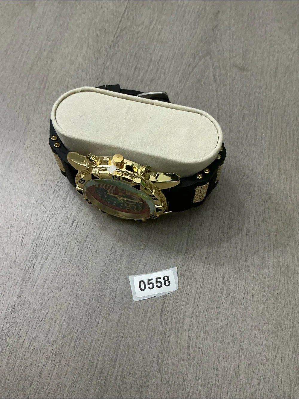 250 Years Commemorative Gold-Tone Watch with Black Strap